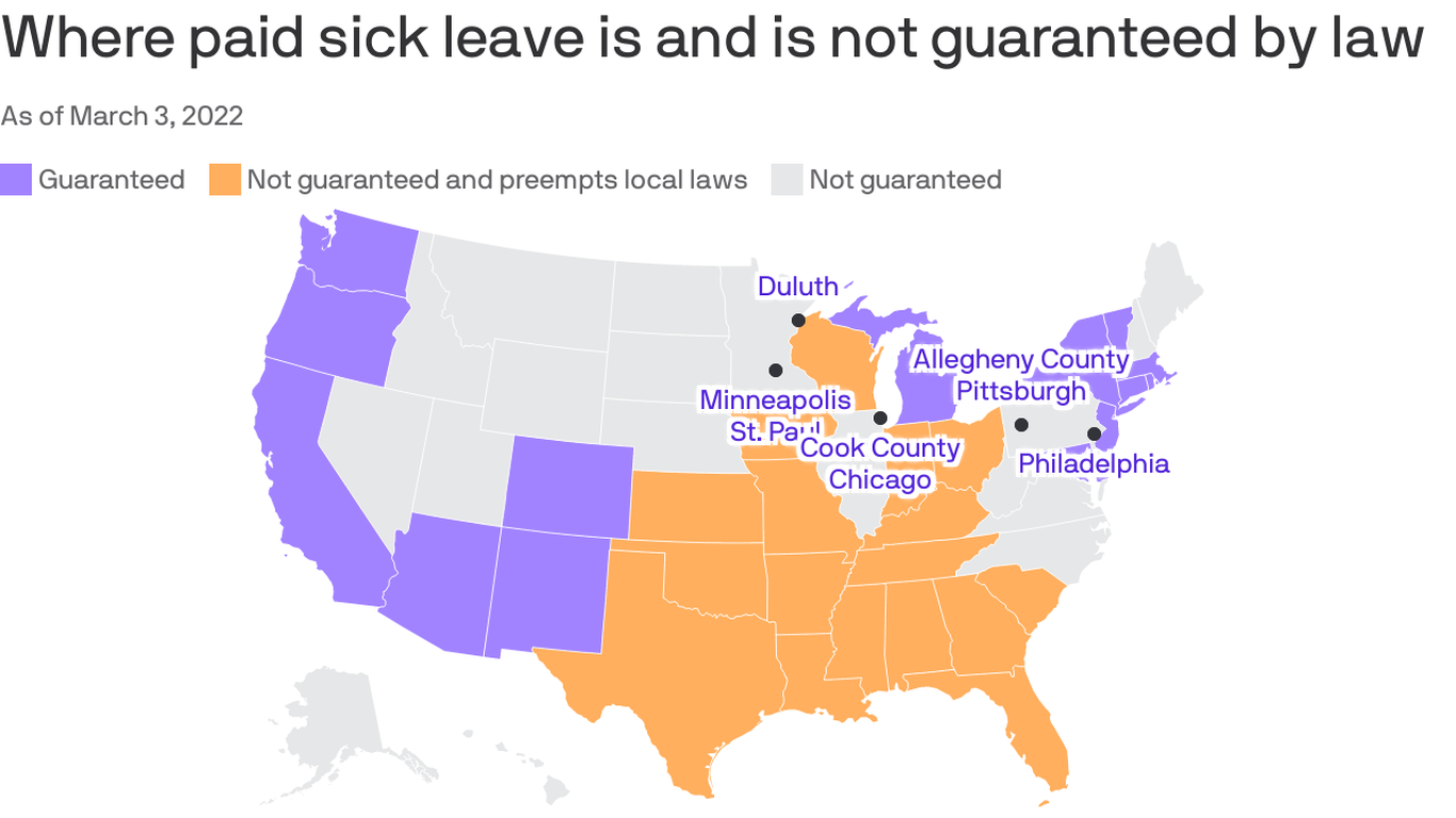 US has spotty record on sick leave laws
