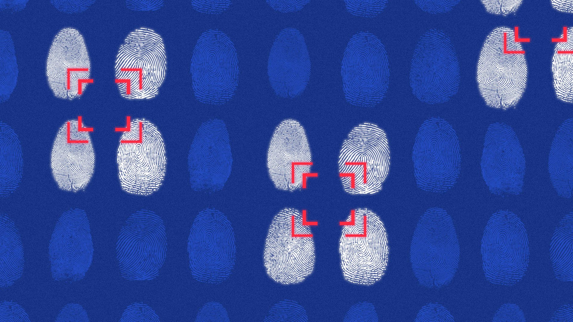 Illustration of fingerprint pattern with several grouped together
