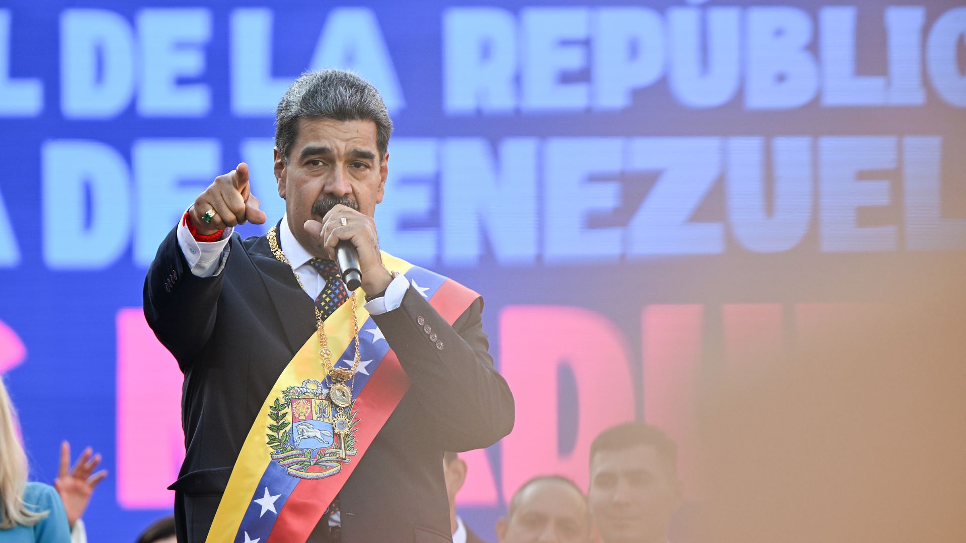  President of Venezuela Nicolas Maduro speaks during the swear-in ceremony at Palacio Federal Legislativo on January 10, 2025 in Caracas, Venezuela. 