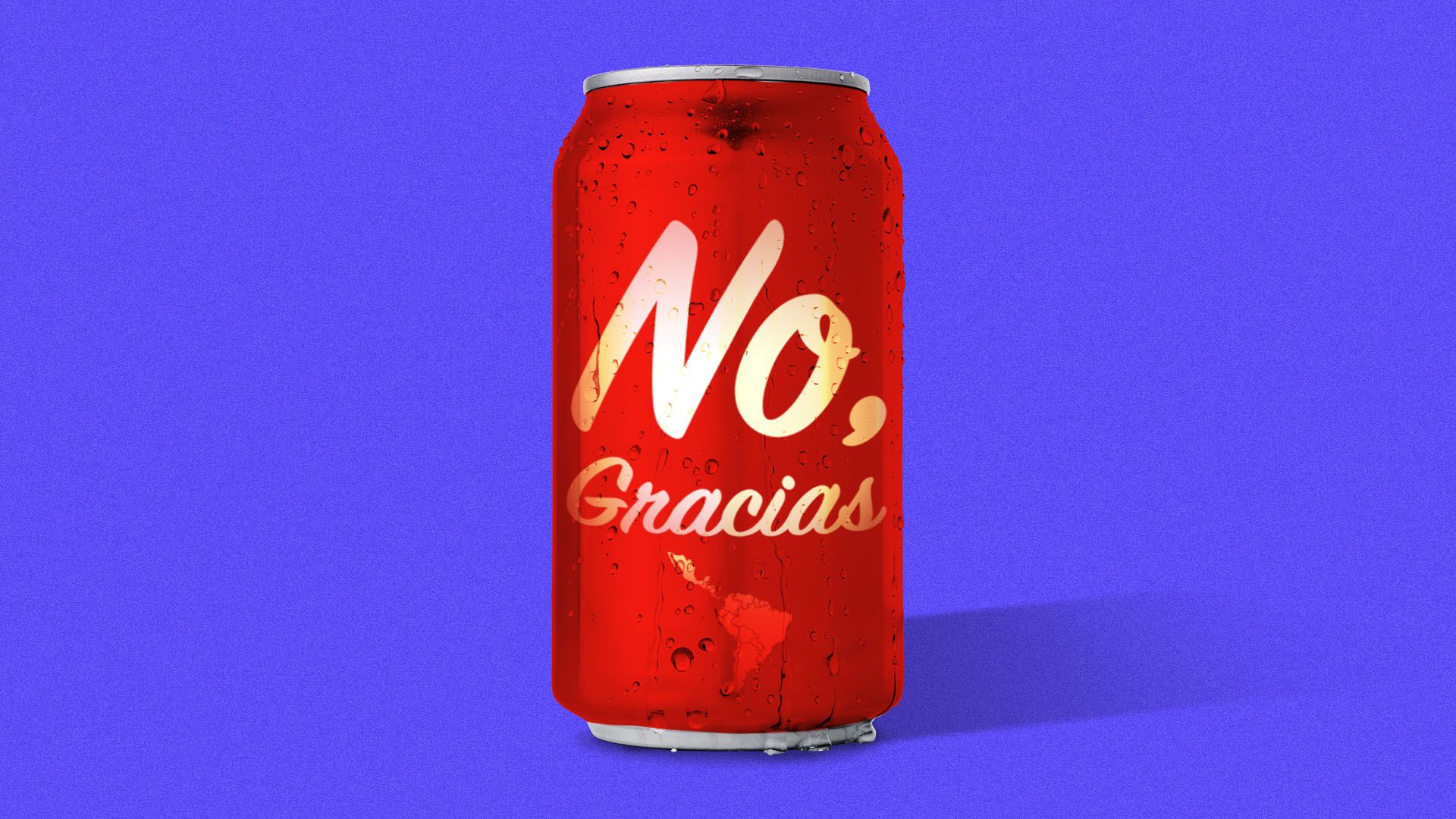 Illustration of a soda can that reads "no, gracias"