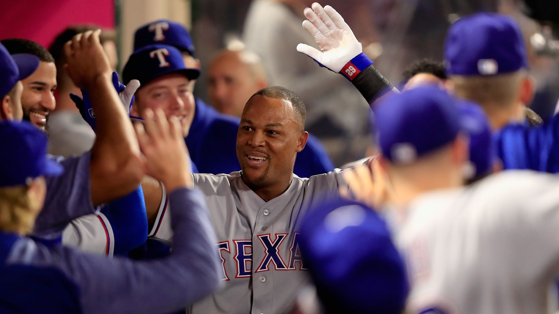 A photo of Adrian Beltre walking through the dugout after a Texas Rangers game in 2018