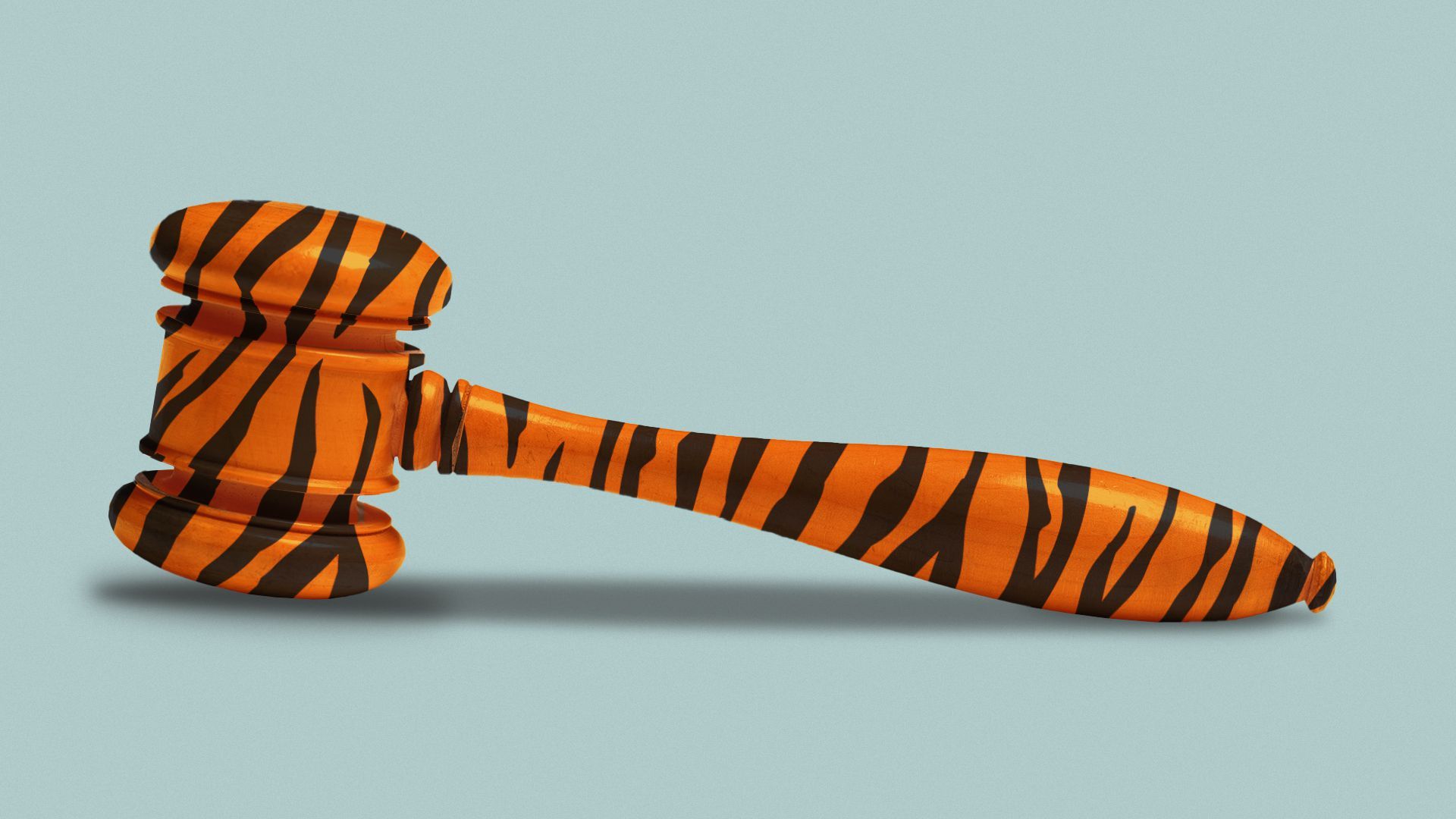 Illustration of a tiger-striped gavel