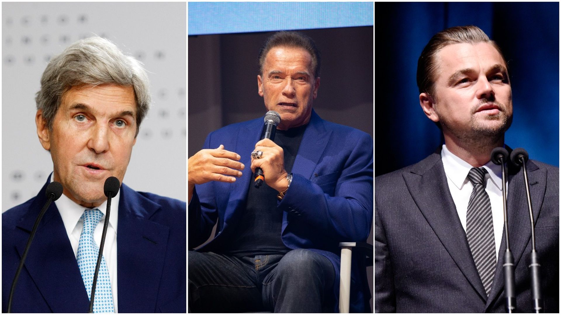John Kerry, Arnold Schwarzeneger, Leonardo DiCaprio