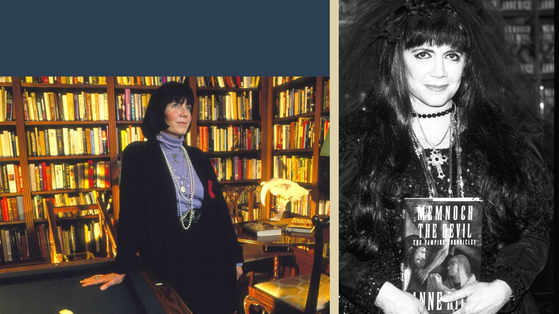 Image shows two vintage pictures of Anne Rice