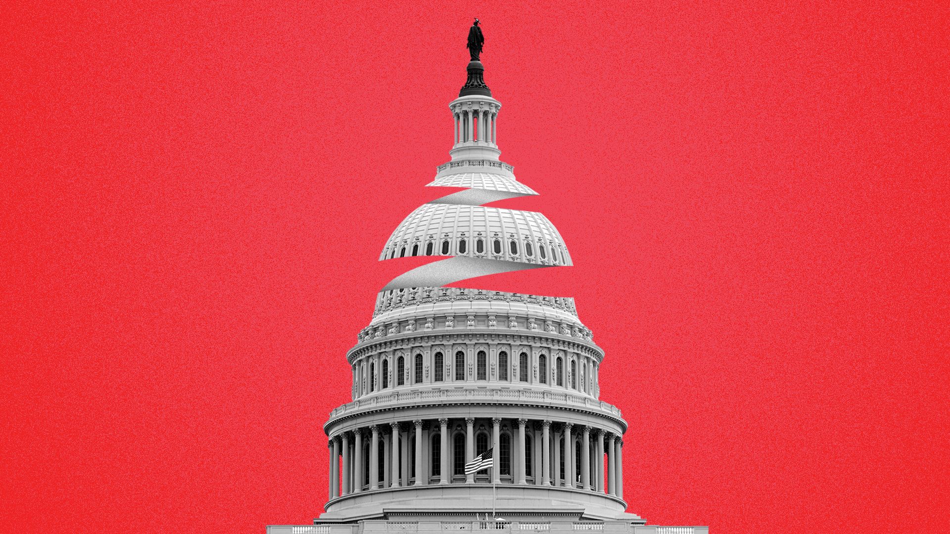 Illustration of the Capitol dome unraveling.