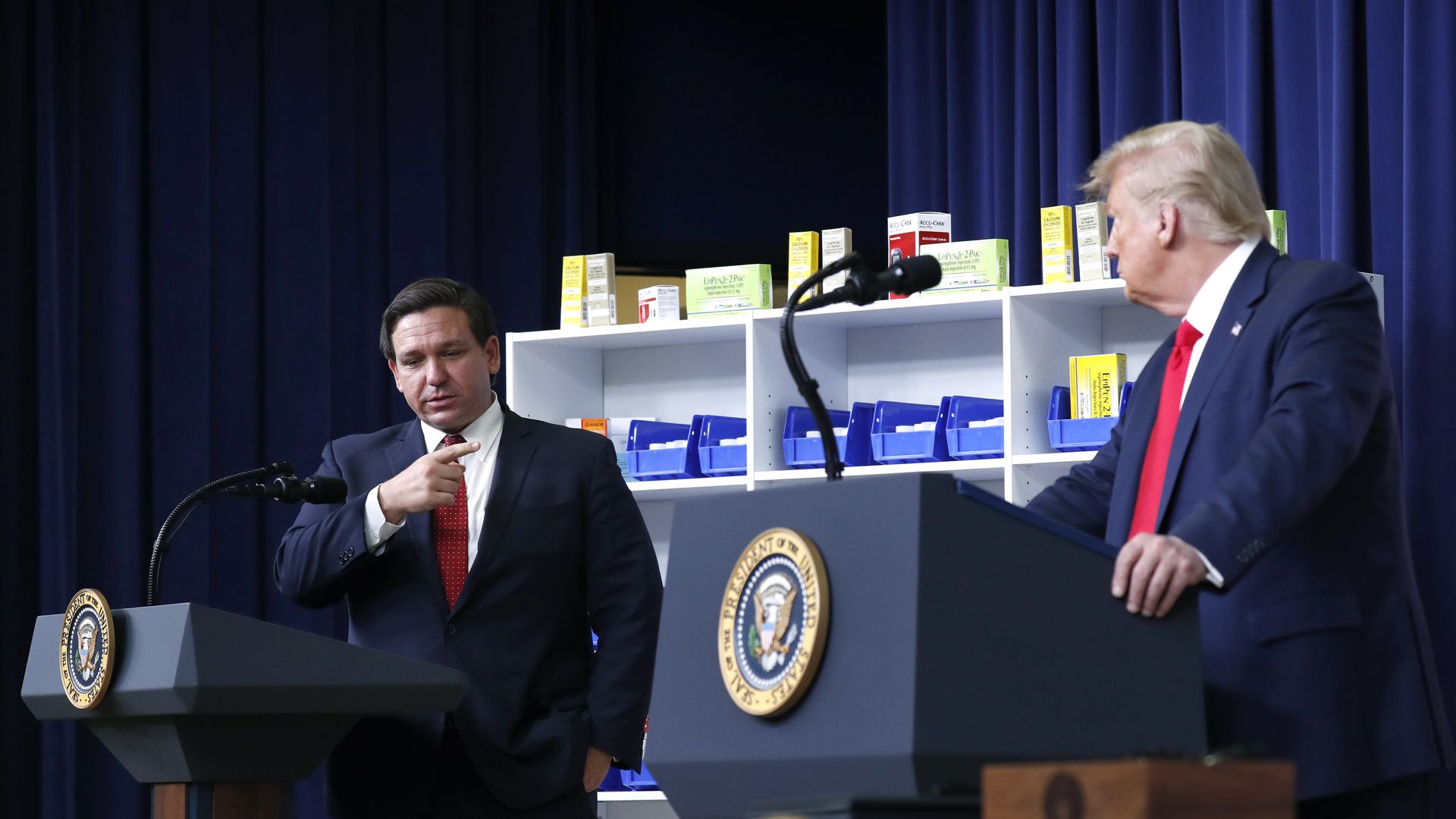 Florida Gov. Ron DeSantis with former President Trump in Washington, D.C., in July 2020.