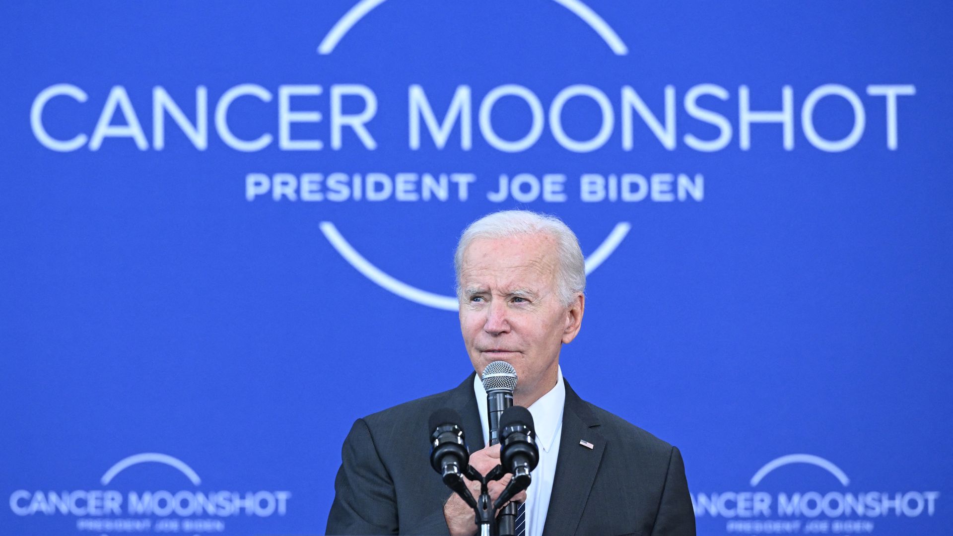  President Joe Biden delivers remarks at the John F. Kennedy Library and Museum in Boston, Massachussetts, on September 12, 2022. 
