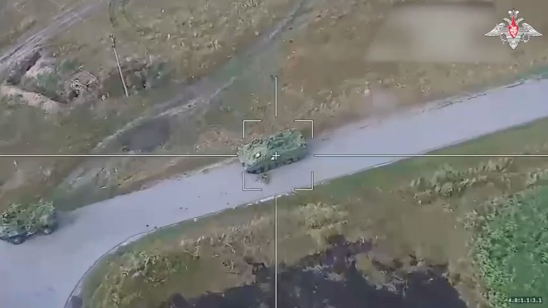 Screenshot from a video released by Russian Ministry of Defense shows Russian forces launching a missile attack