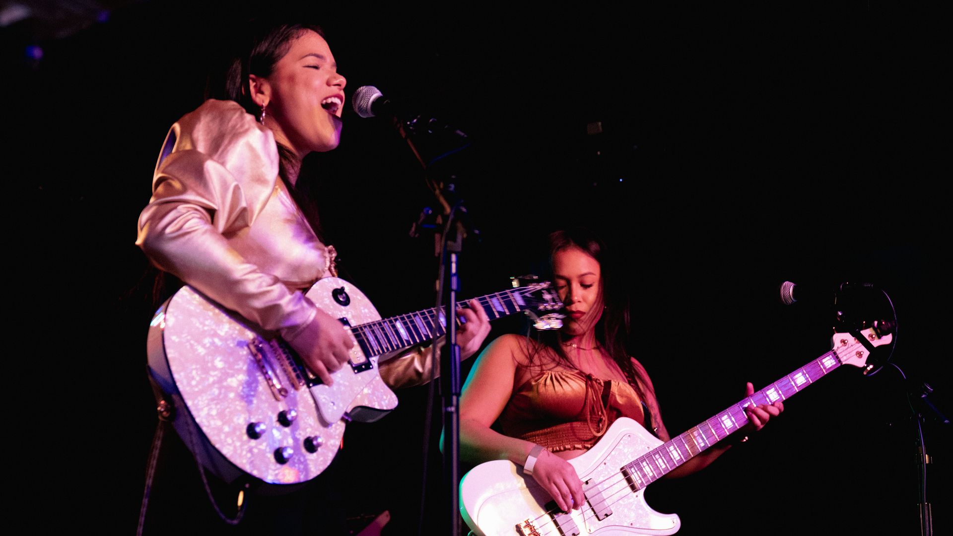 Members of the band The Tiarras in performance.