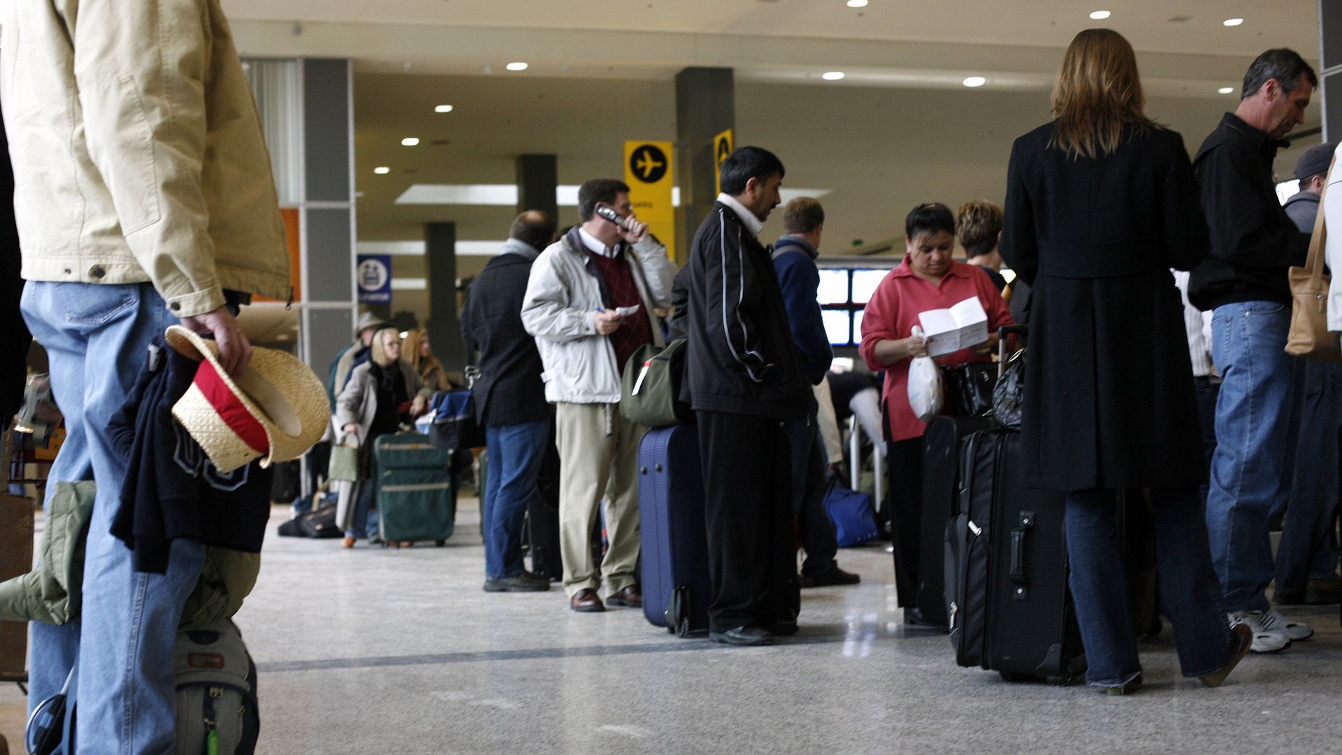People in line at Austin-Bergstrom International Airport