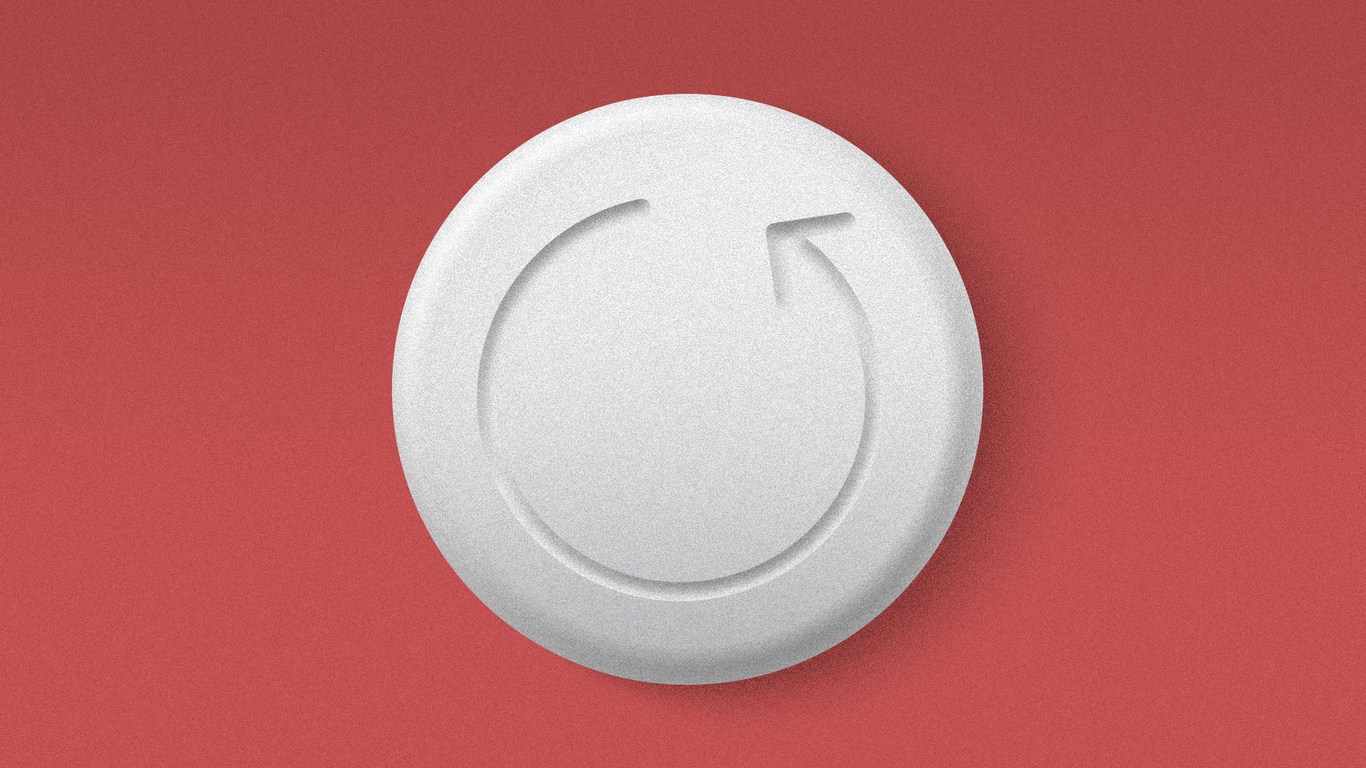 Illustration of a pill with a circular arrow on it. 