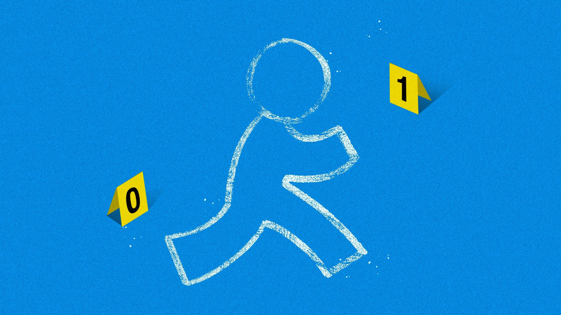 Illustration of a body chalk outline of the AOL running man icon. 