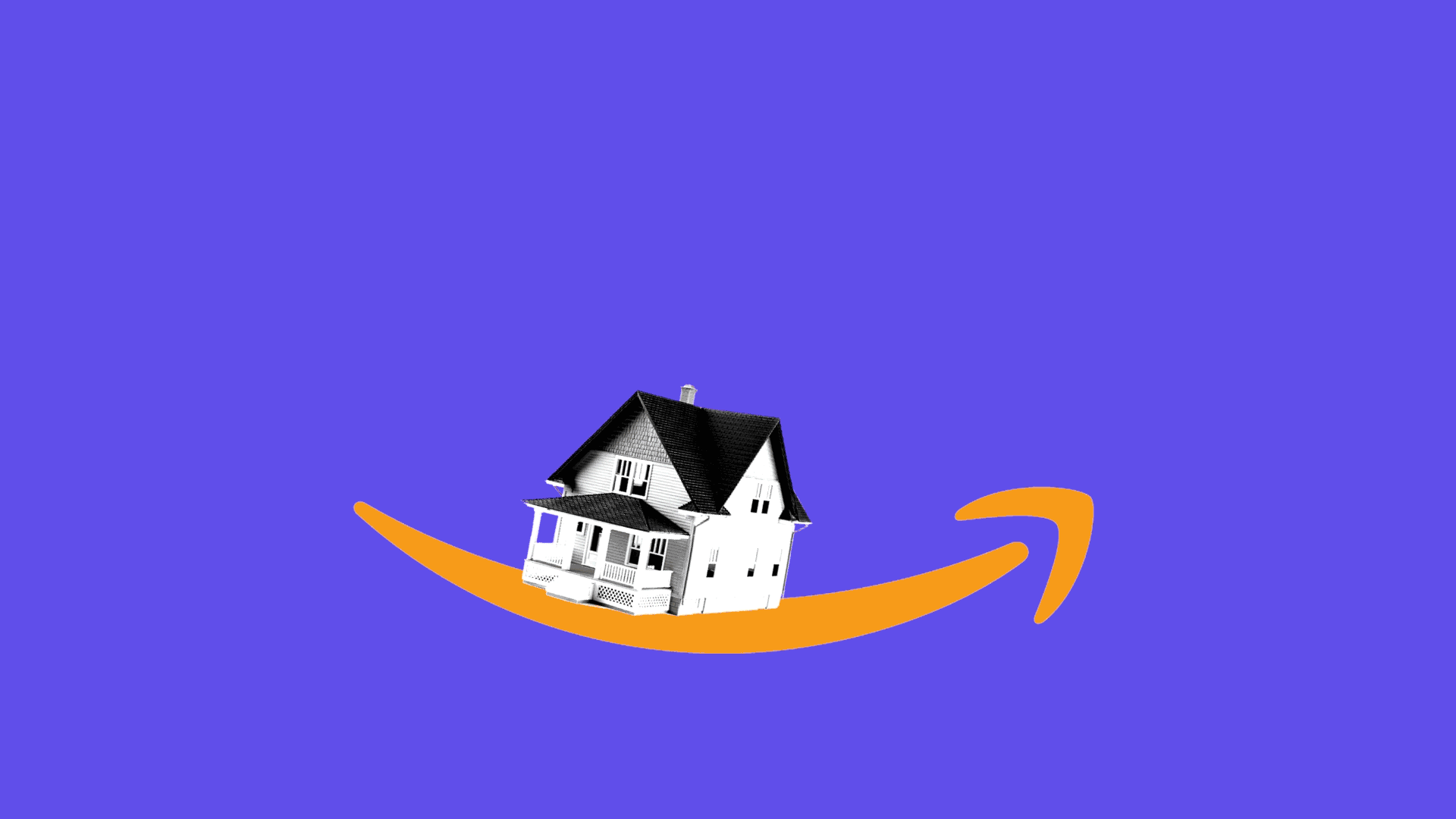 illustration of a house flying off Amazon arrow