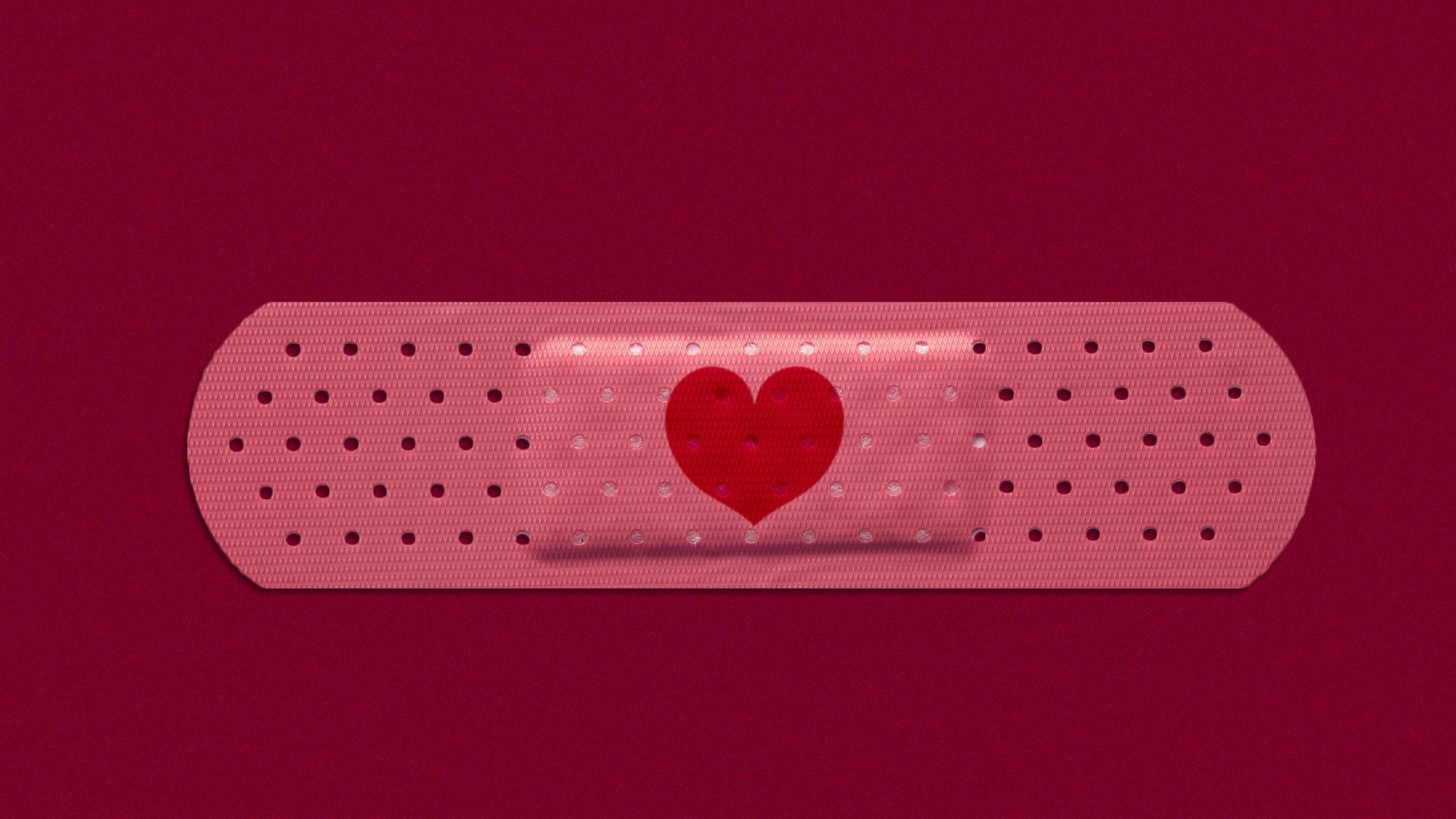 Illustration of a bandaid with a heart in the center.