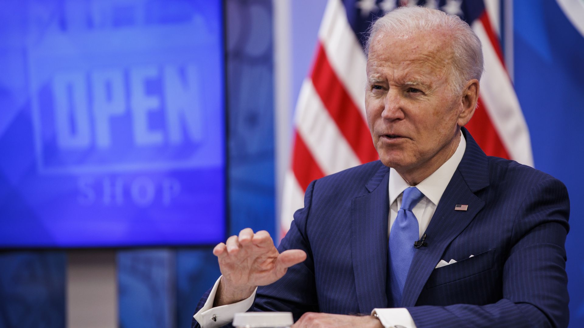 President Biden is seen speaking Thursday at a Small Business event.