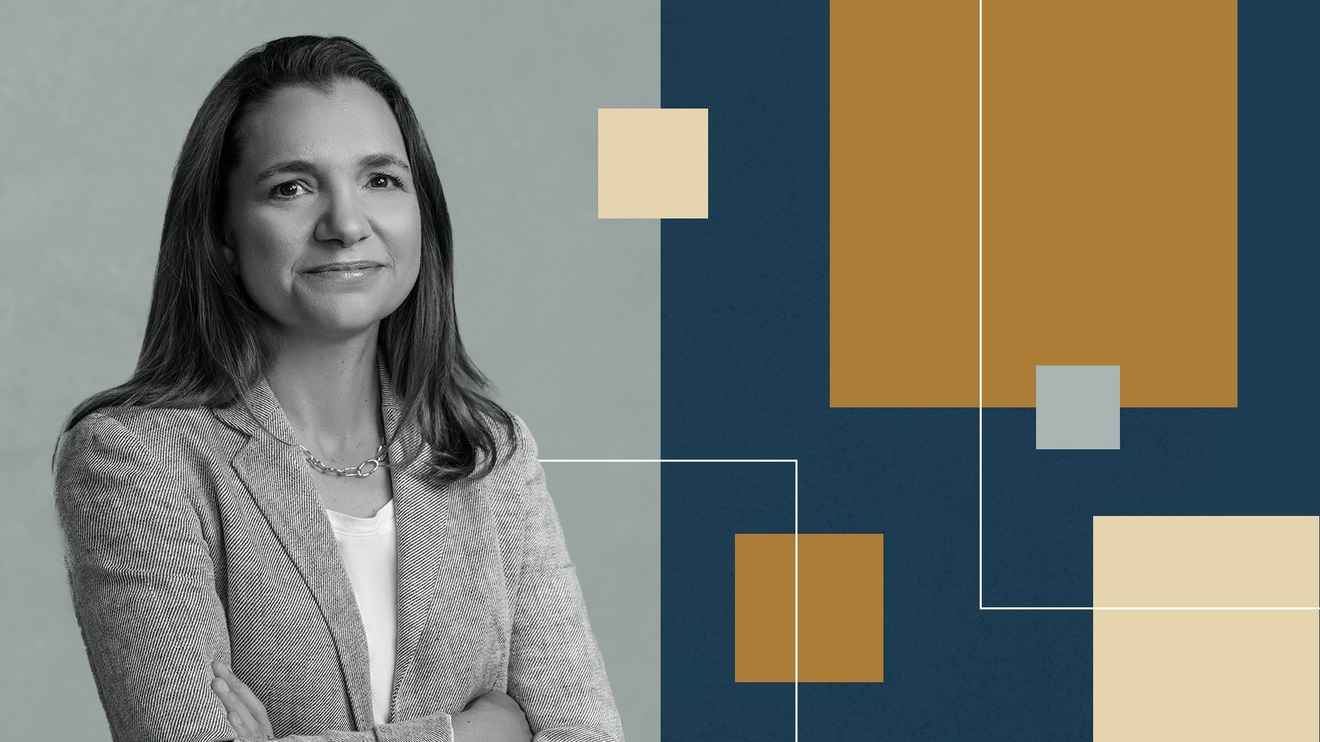 a photo illustration of Milo Werner of DCVC surrounded by colorful shapes