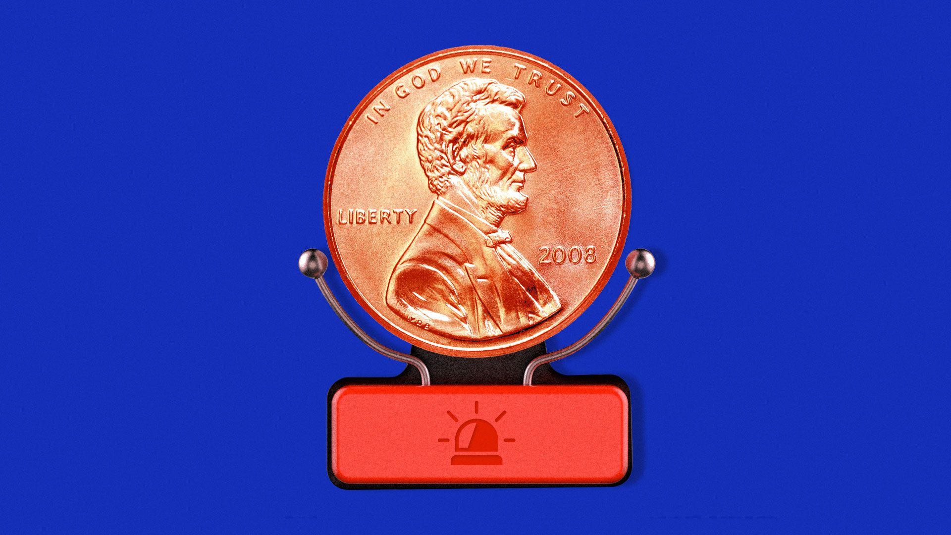Illustration of a penny as a fire alarm bell
