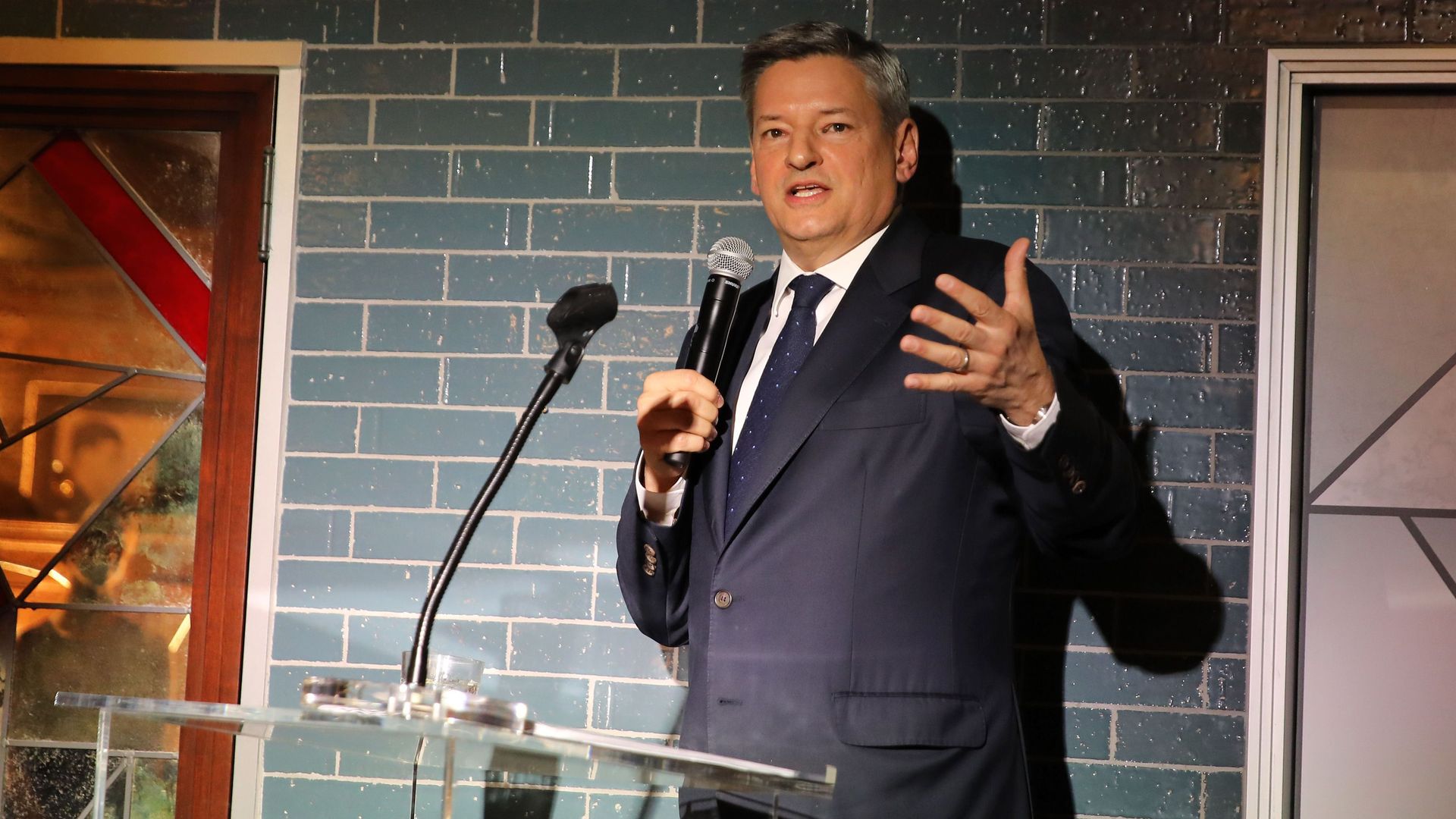 Netflix Chief Content Officer Ted Sarandos speaks at Ted's 2020 Oscar Nominee Toast at Craig's on February 08, 2020 in West Hollywood, California.