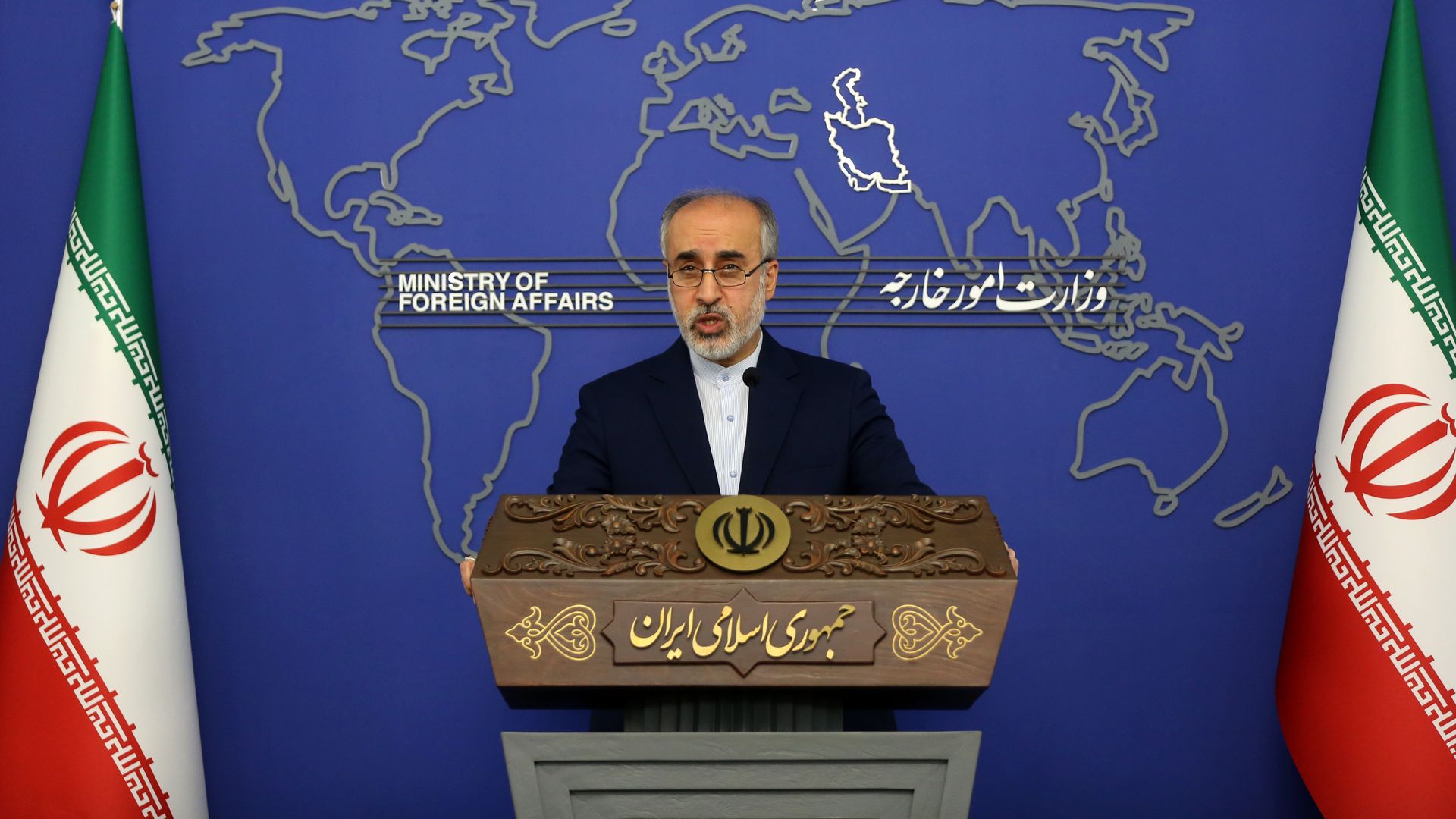 Iran's Foreign Ministry spokesman Nasser Kanani holds a press conference in Tehran, Iran on December 5, 2022