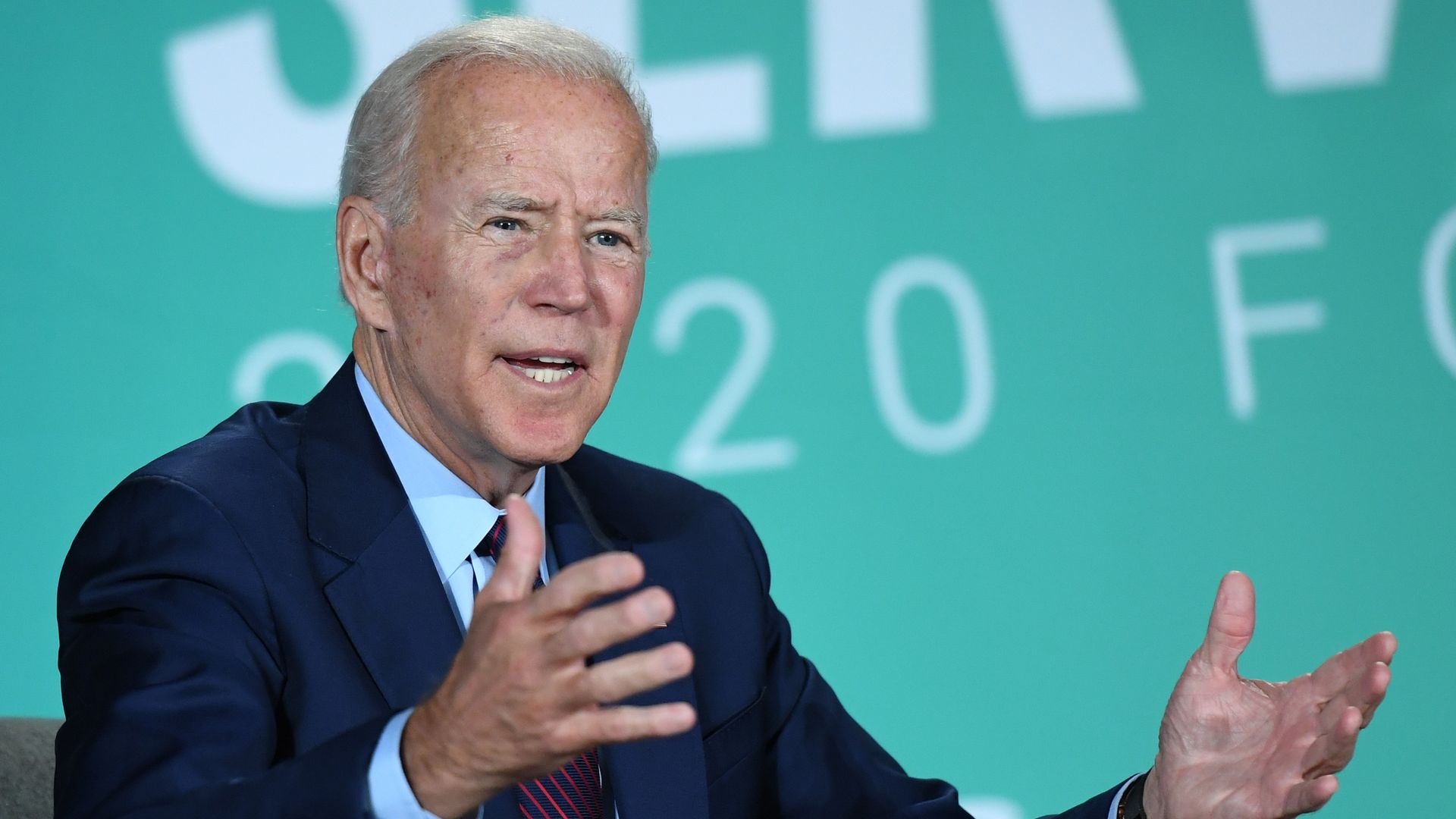  Democratic presidential candidate, former U.S. Vice President Joe Biden speaks during the 2020 Public Service Forum hosted by the AFSCME at UNLV on August 3