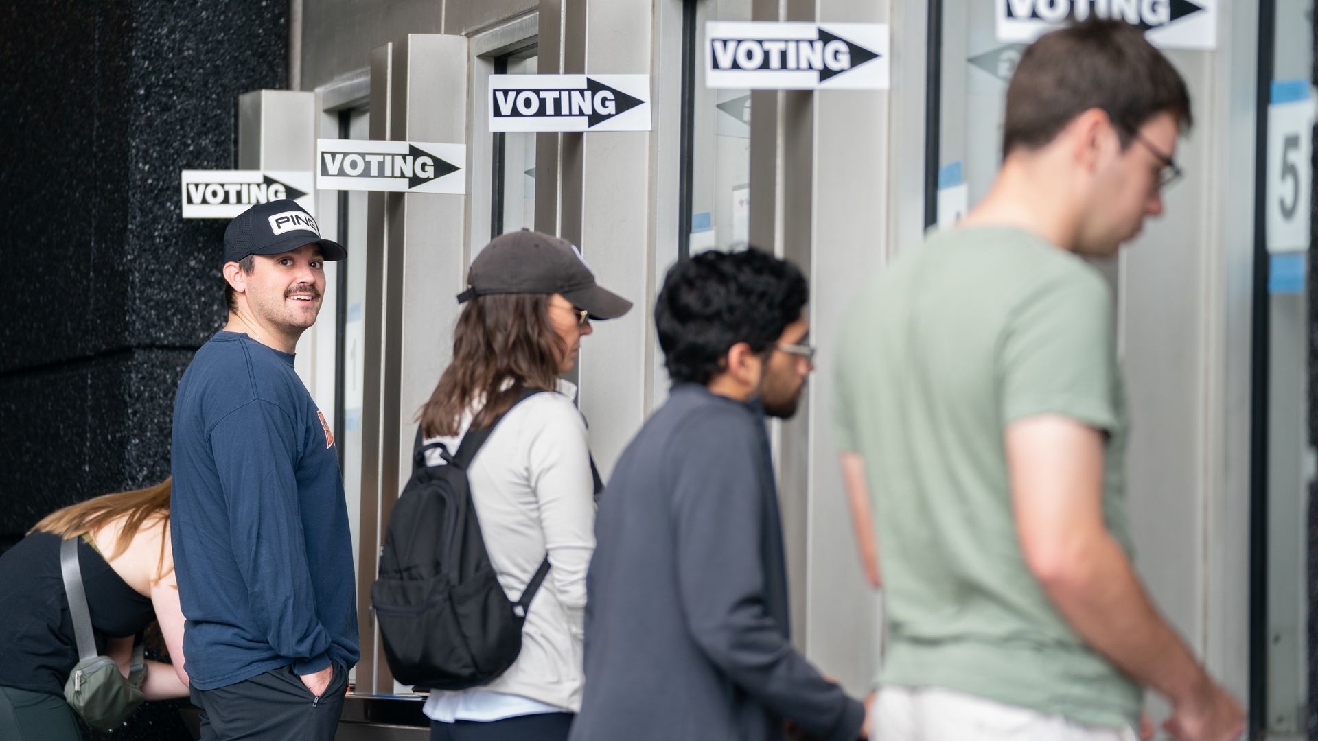 eople check in for early voting at a polling location at Bank of America Stadium on November 5, 2022 in Charlotte, North Carolina