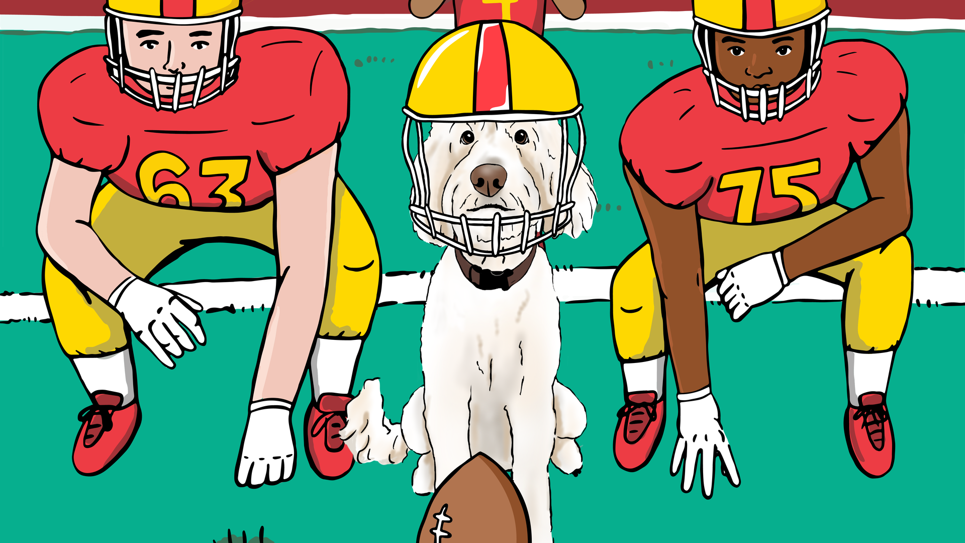 dog playing football Cartoon illustration. Cartoon illustration