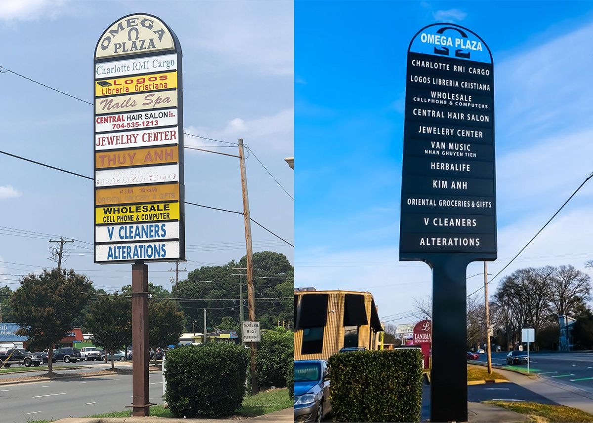 Omega Plaza signs