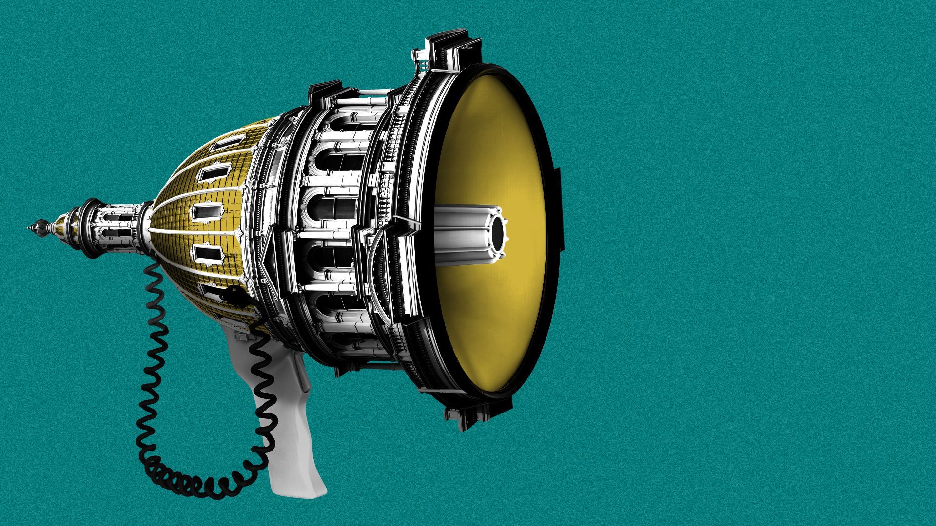 Illustration of a megaphone made out of the dome of the Colorado State Capitol.