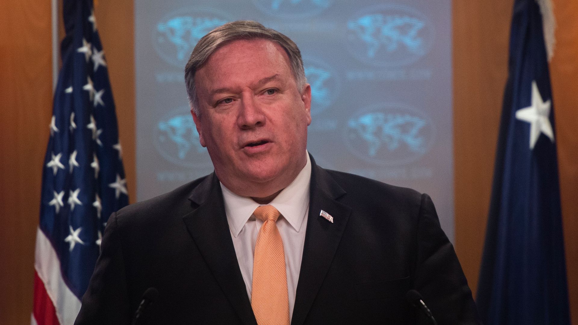 Mike Pompeo speaking at press conference