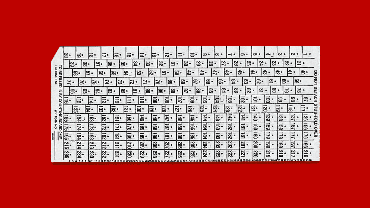Animation of a ballot form being folded up into a small shape