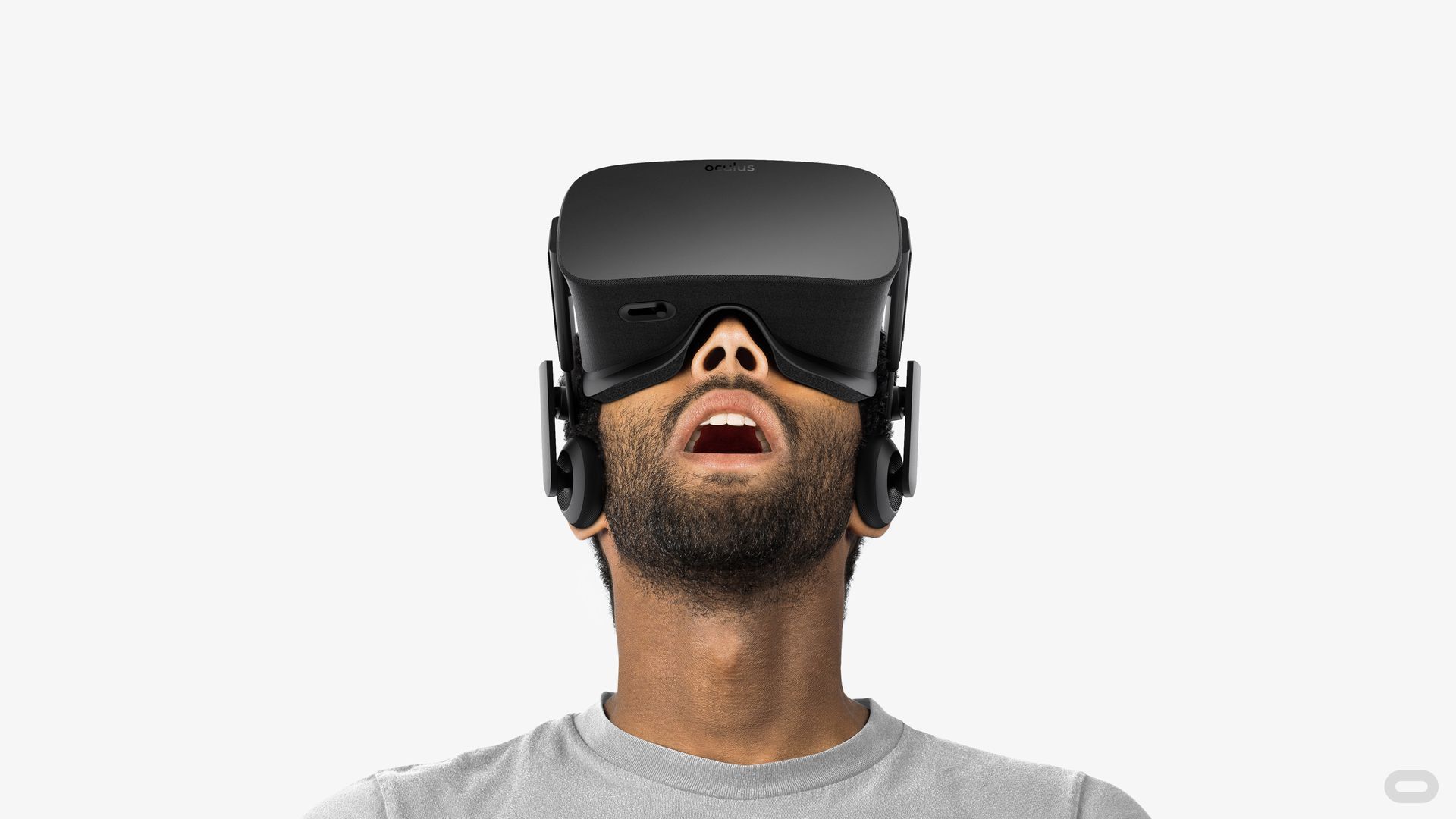 Man wearing an Oculus Rift headset