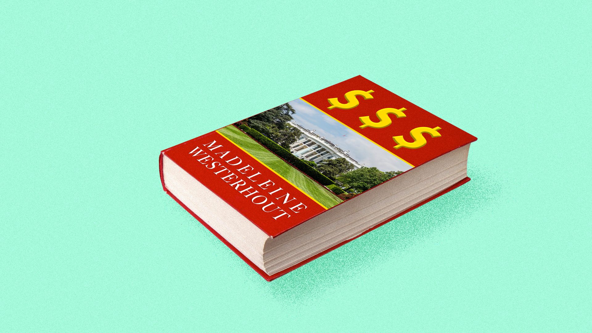 A book with dollar signs as the title