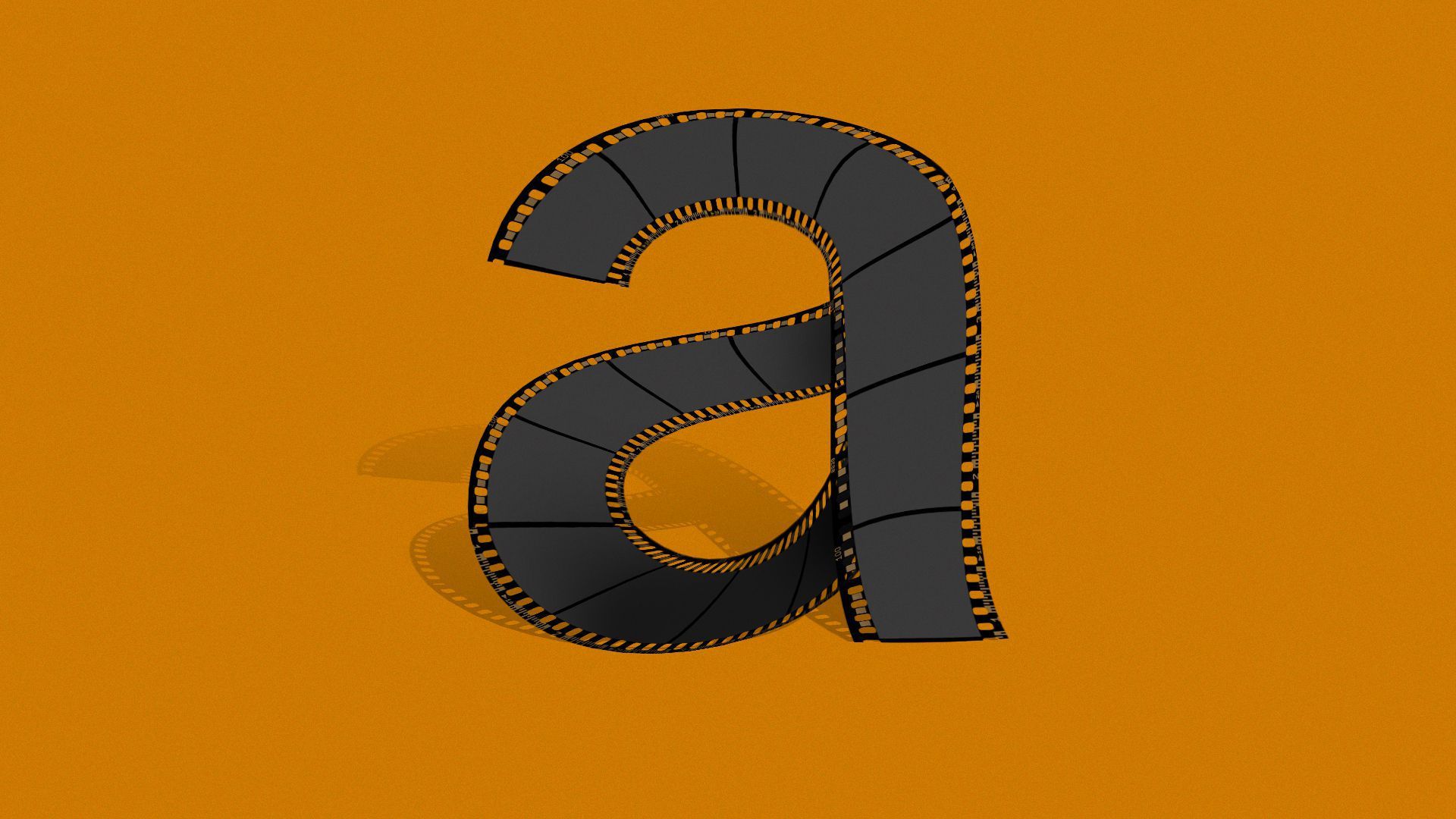 Illustration of movie reel ribbon in the shape of an "a."