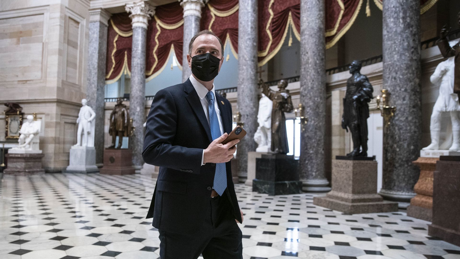 Rep. Adam Schiff is seen walking through Statuary Hall in the U.S. Capitol.