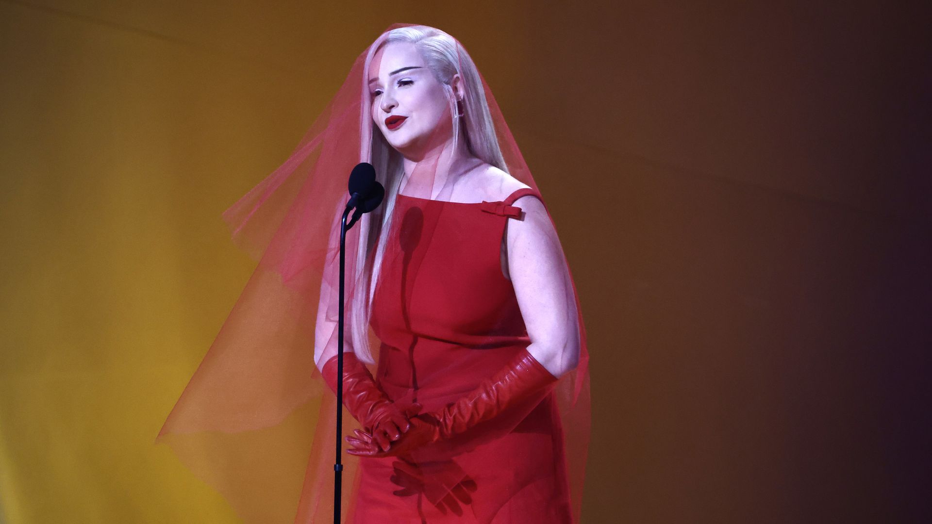 Kim Petras accepts the Best Pop Duo/Group Performance award for "Unholy" onstage during the 65th GRAMMY Awards at Crypto.com Arena on February 05, 2023 in Los Angeles, California.