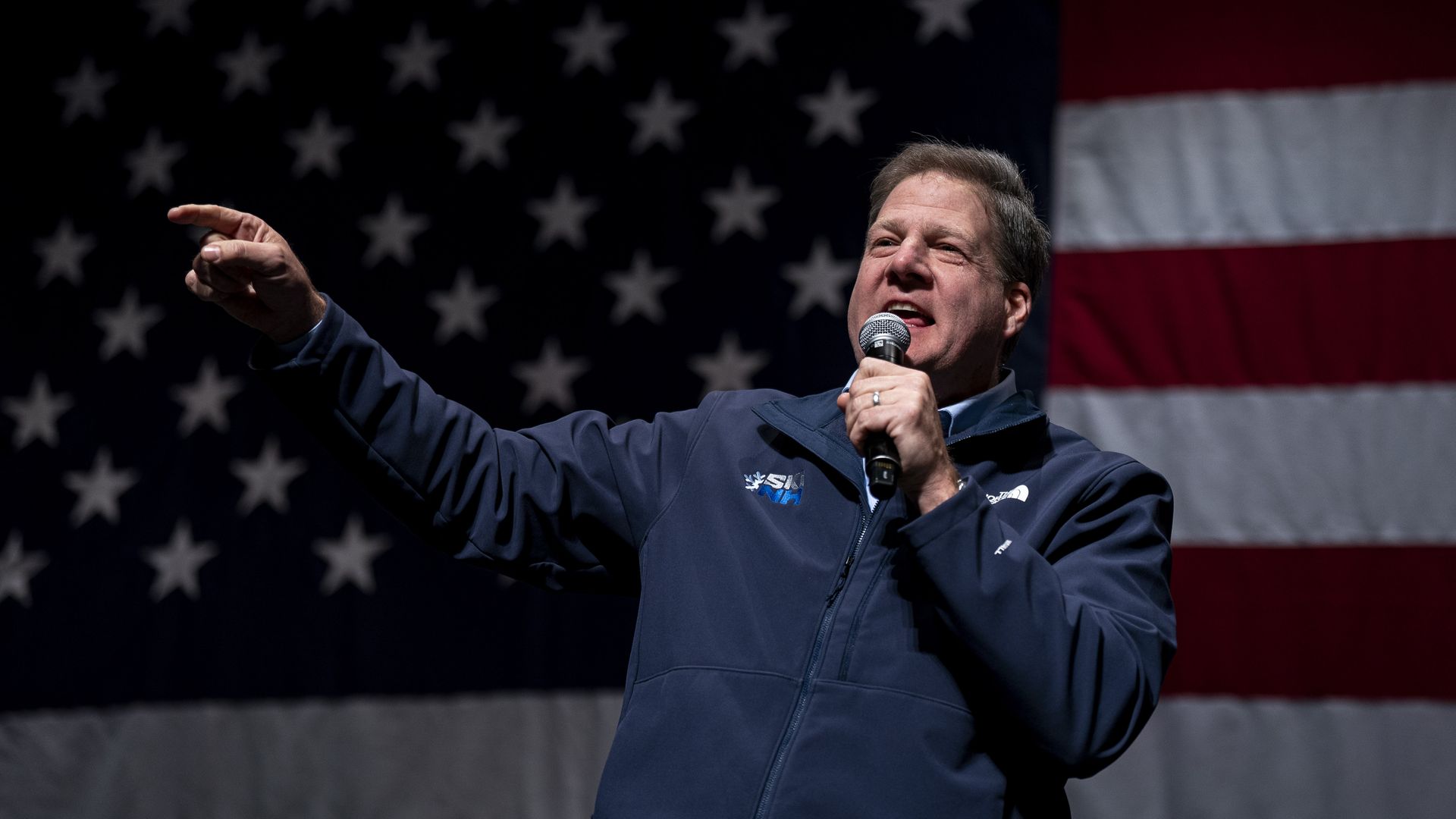 Chris Sununu, governor of New Hampshire, speaks during a campaign event for Nikki Haley on Sunday, Jan. 21, 2024. 
