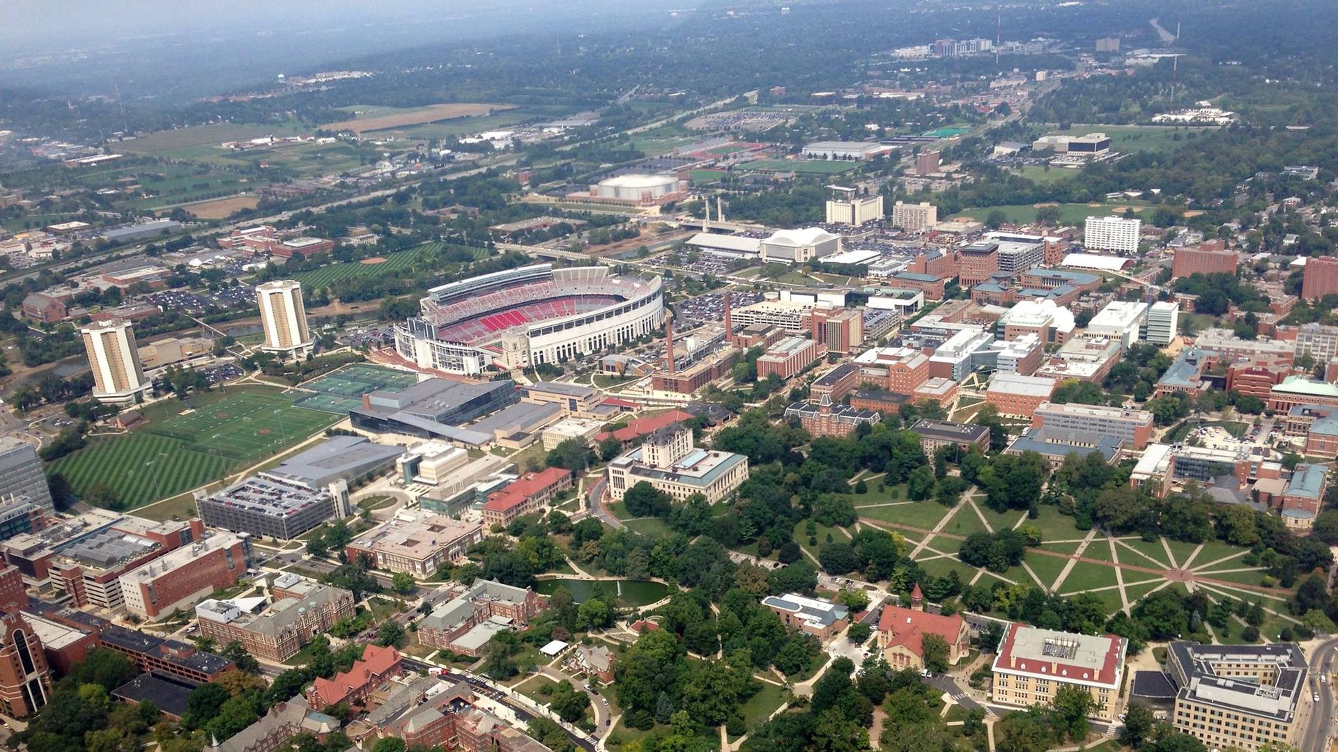 Ohio State University campus, aerial view. 