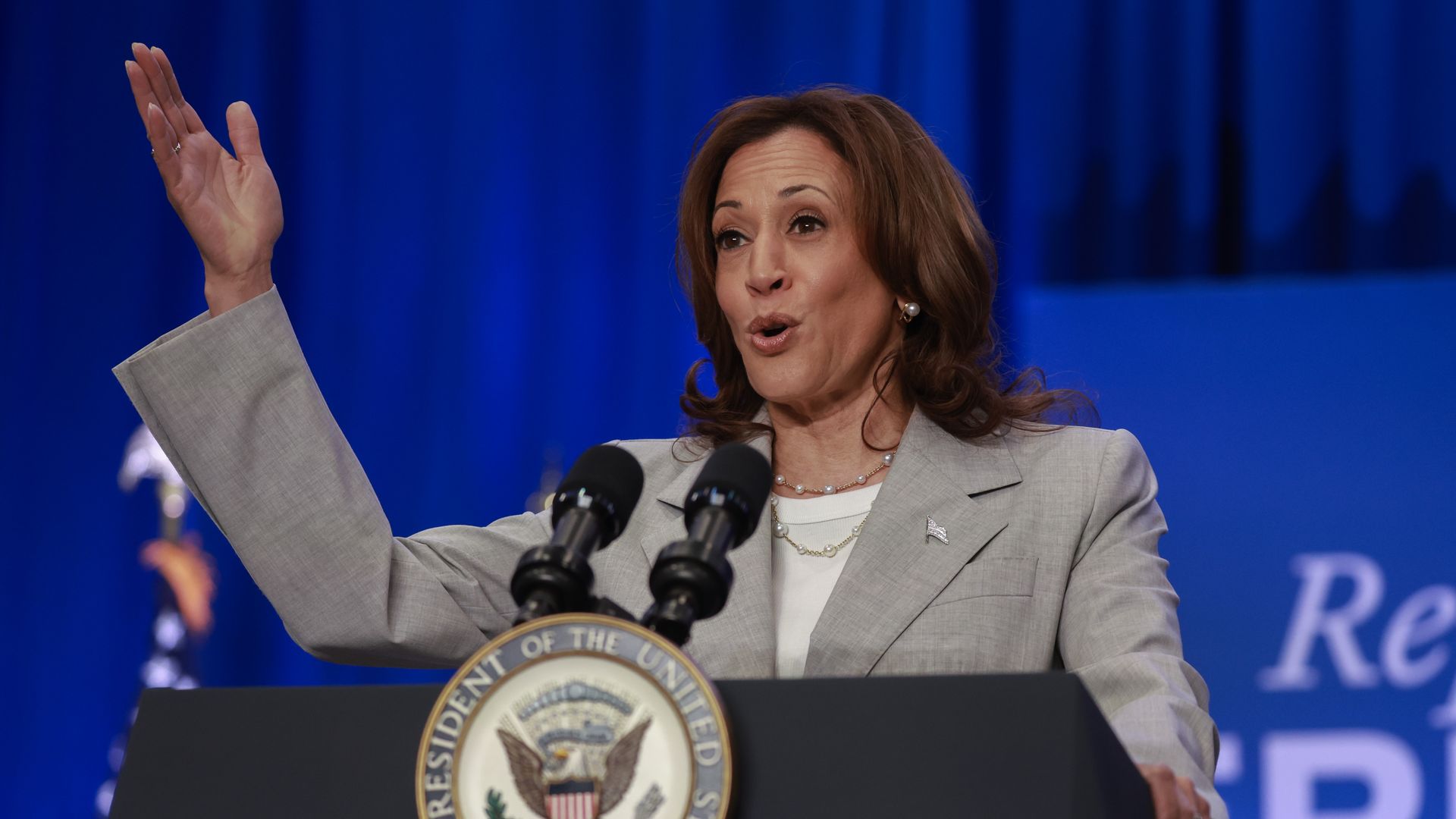 Vice President Kamala Harris speaks about Florida’s new 6-week abortion ban during an even the Prime Osborn Convention Center on May 01, 2024 in Jacksonville, Florida.