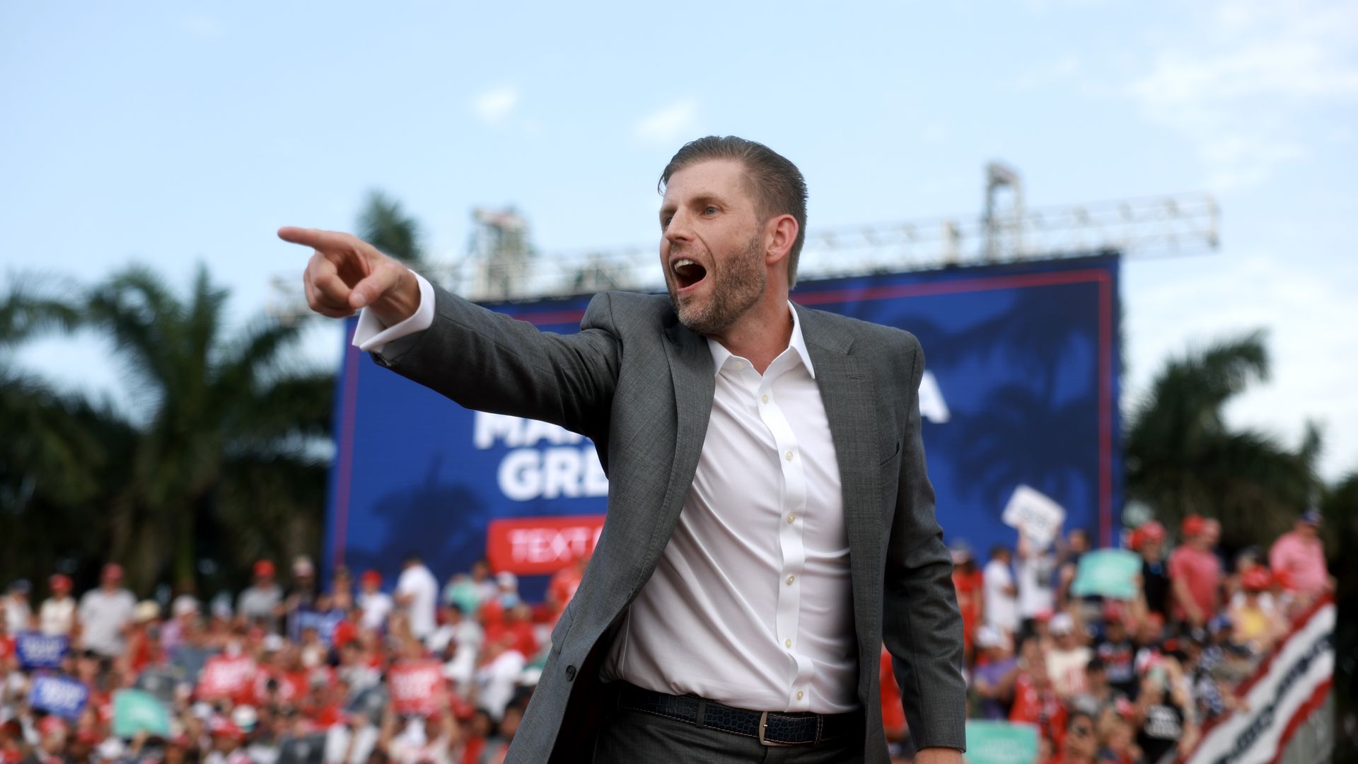Eric Trump, son of former U.S. President Donald Trump, attends a campaign rally at the Trump National Doral Golf Club 