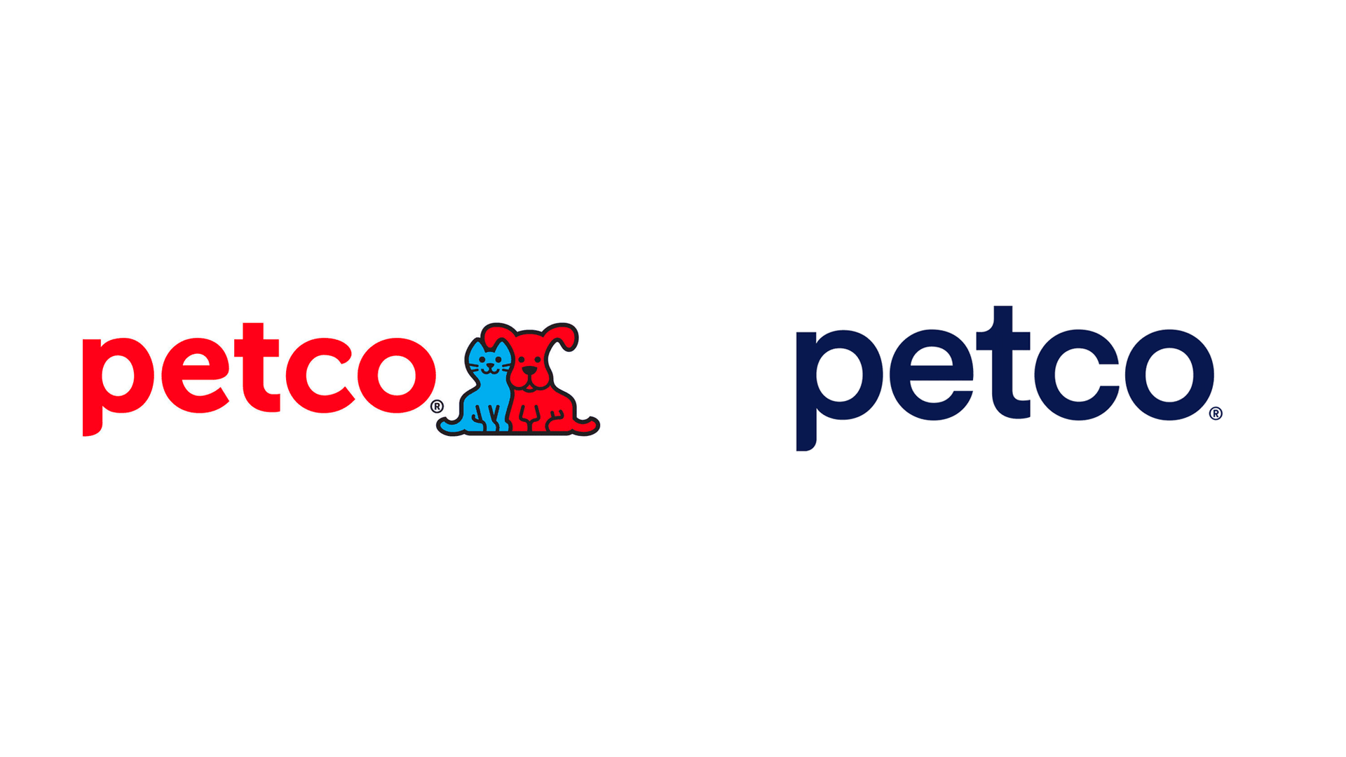 The Petco logo, before and after