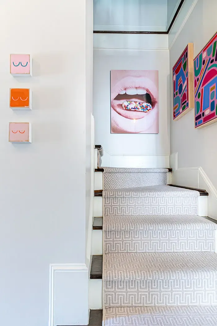 Katrina Hutchins Home Tour stairs and boobs