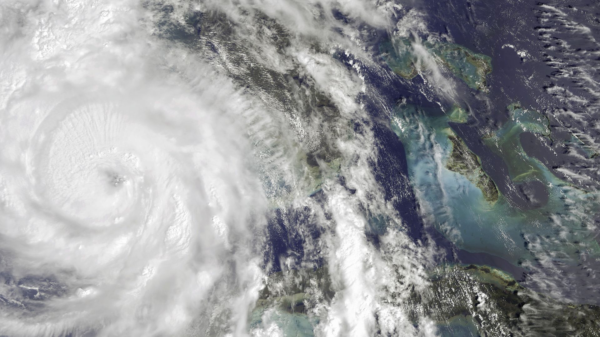 Satellite image of Category 4 Hurricane Helene making landfall in Florida.