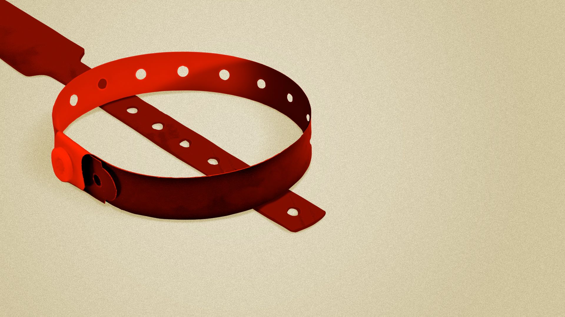 Illustration of a pair of red hospital patient bracelets arranged to look like a no symbol.