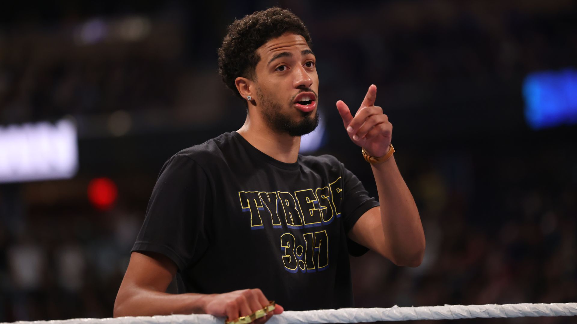 Tyrese Haliburton at a WWE event