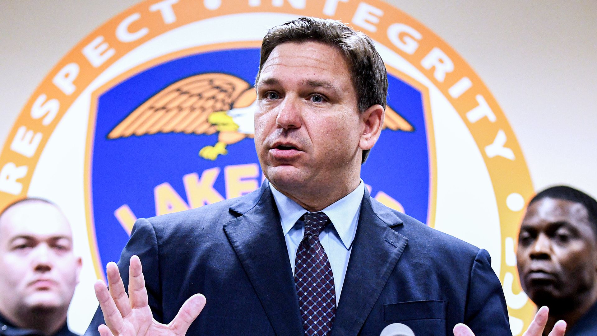 Ron DeSantis at a press conference