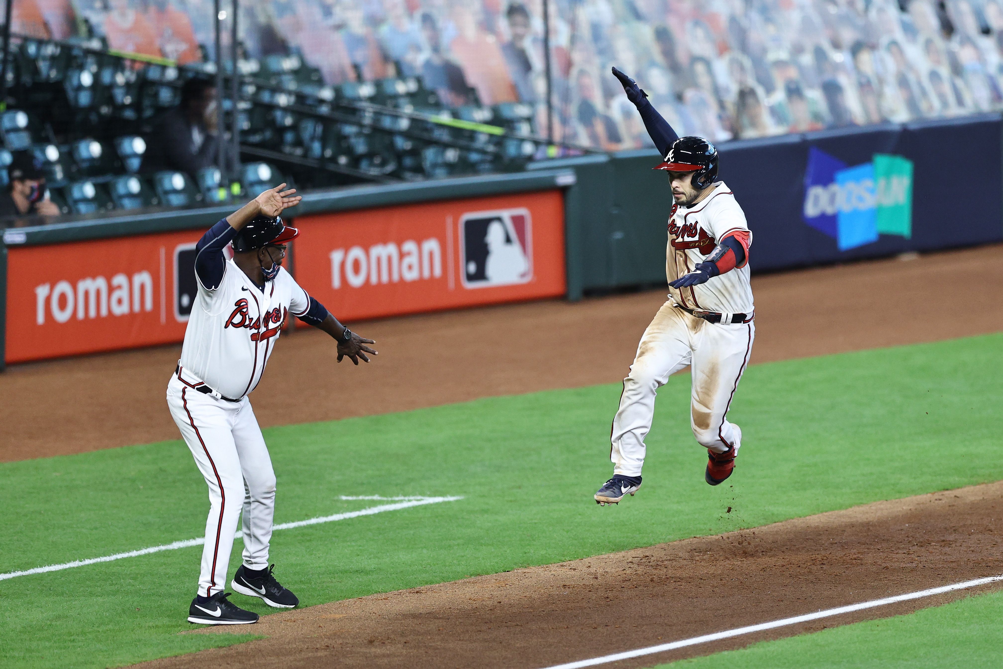 Travis d'Arnaud celebrates