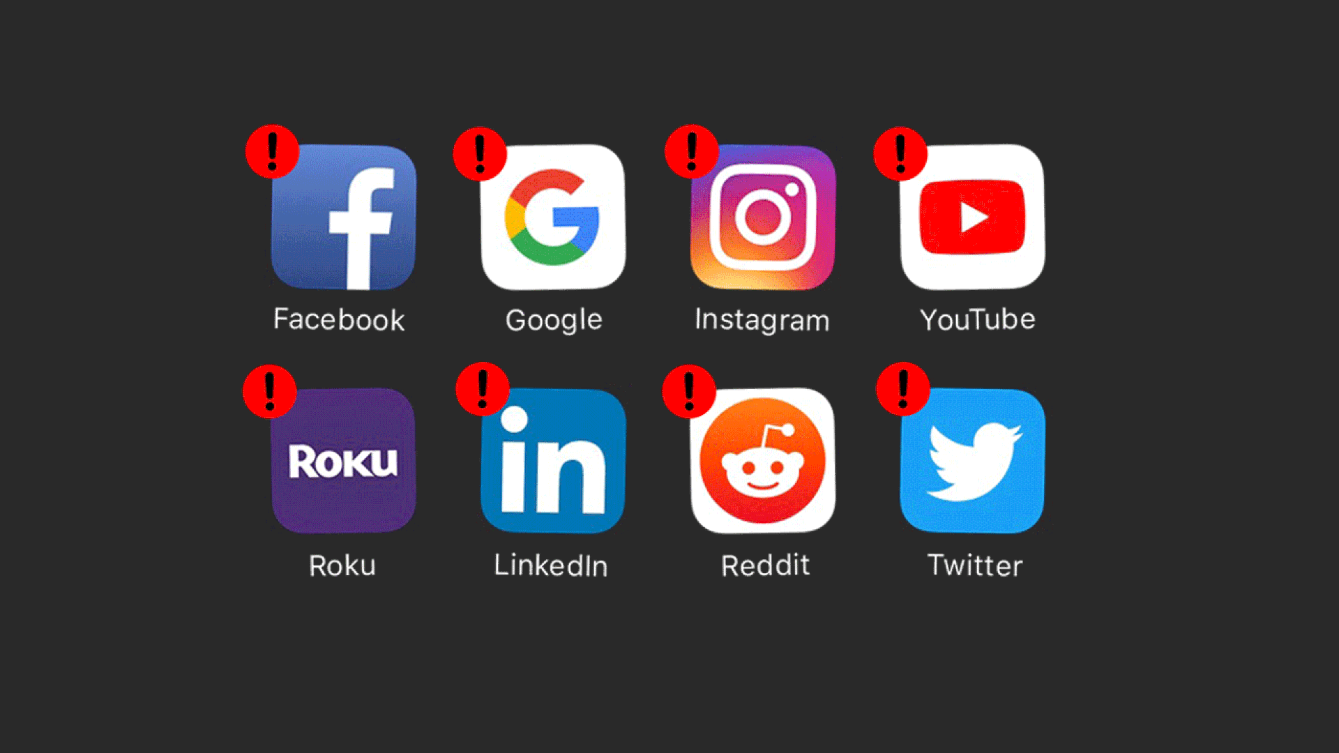 Illustration of social media icons with warning symbol
