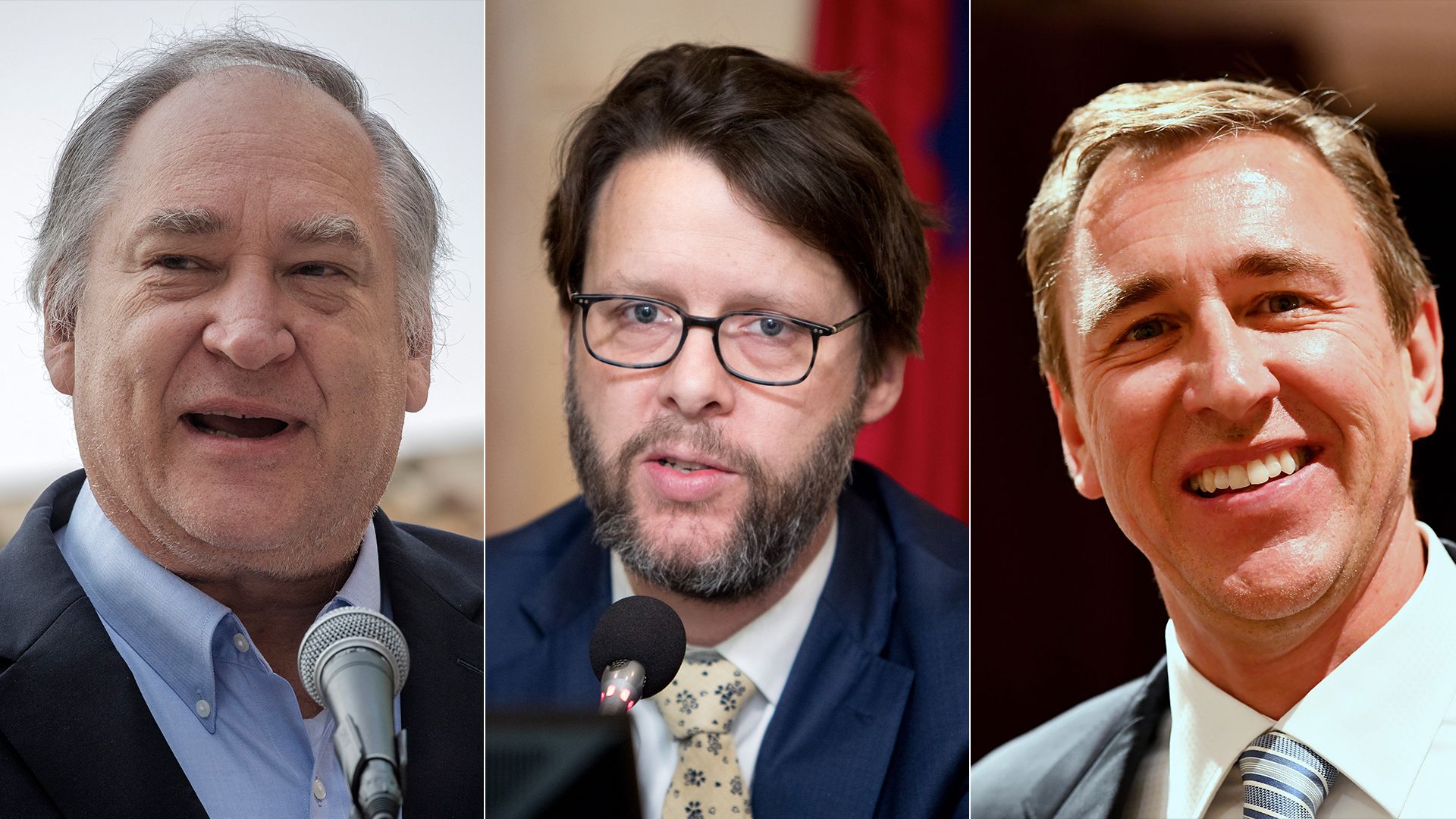 Headshots of Marc Elrich, Hans Riemer, David Blair