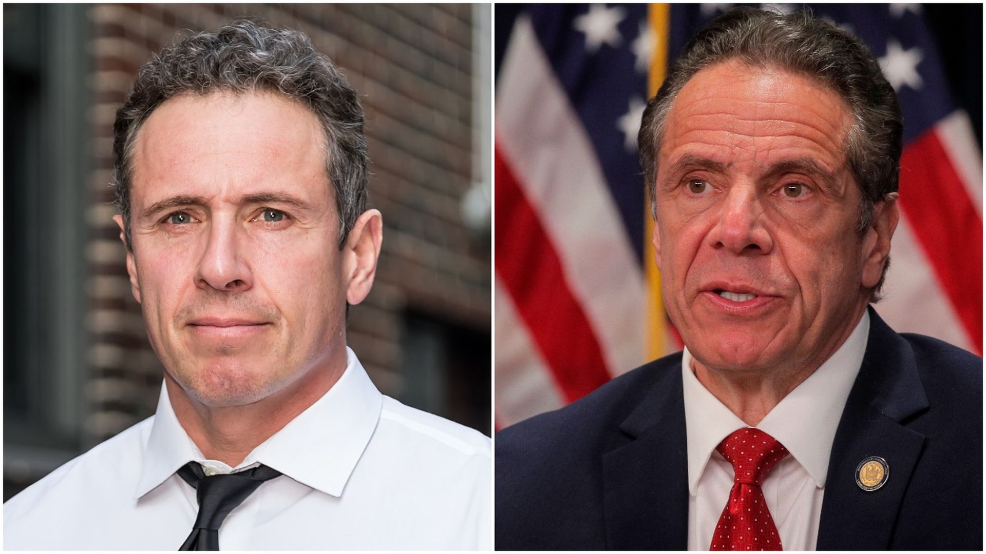 Combination images of CNN anchor Chris Cuomo and his older brother, New York Gov. Andrew Cuomo