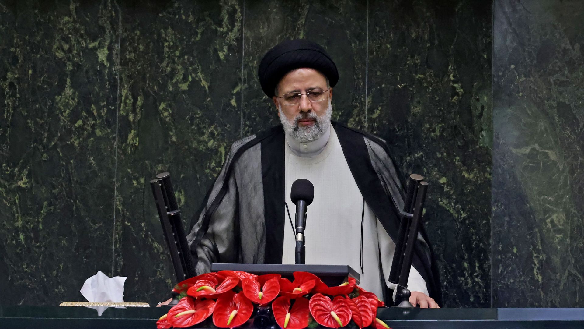Ebrahim Raisi speaking at his swearing-in ceremony at the Iranian parliament in Tehran on Aug. 5.